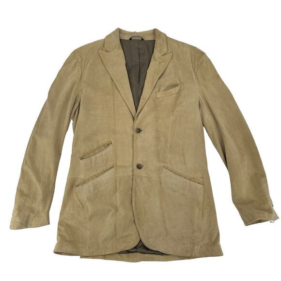 Banana Republic Men's Lamb Suede Suit Jacket Business Casual Classic Tan Size L - Picture 1 of 13